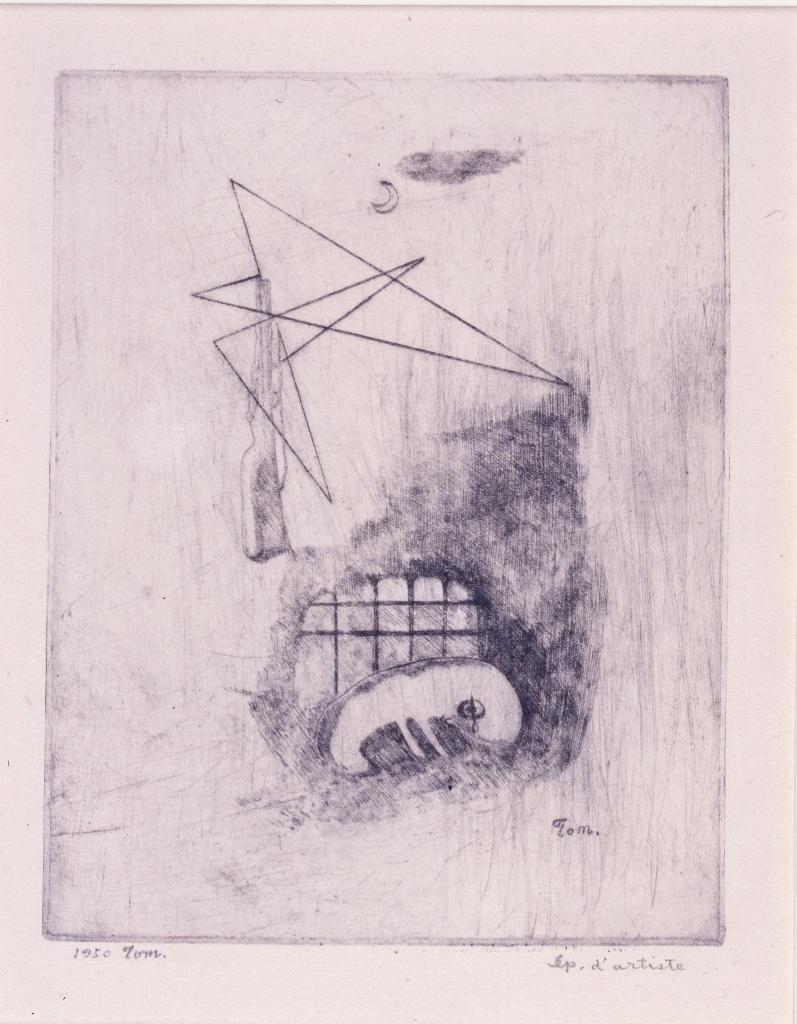 浜田知明《初年兵哀歌（芋虫の兵隊）》1951年　熊本県立美術館蔵